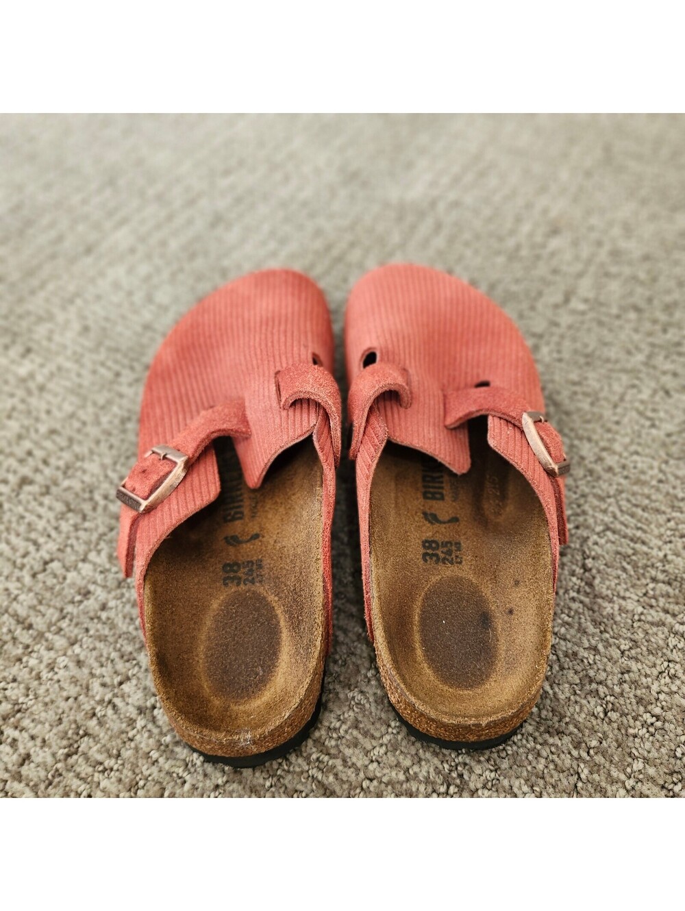Birkenstock Boston Corduroy Suede Sienna Red Clog Slip-On Shoes Size 38 US 7 - Picture 8 of 8